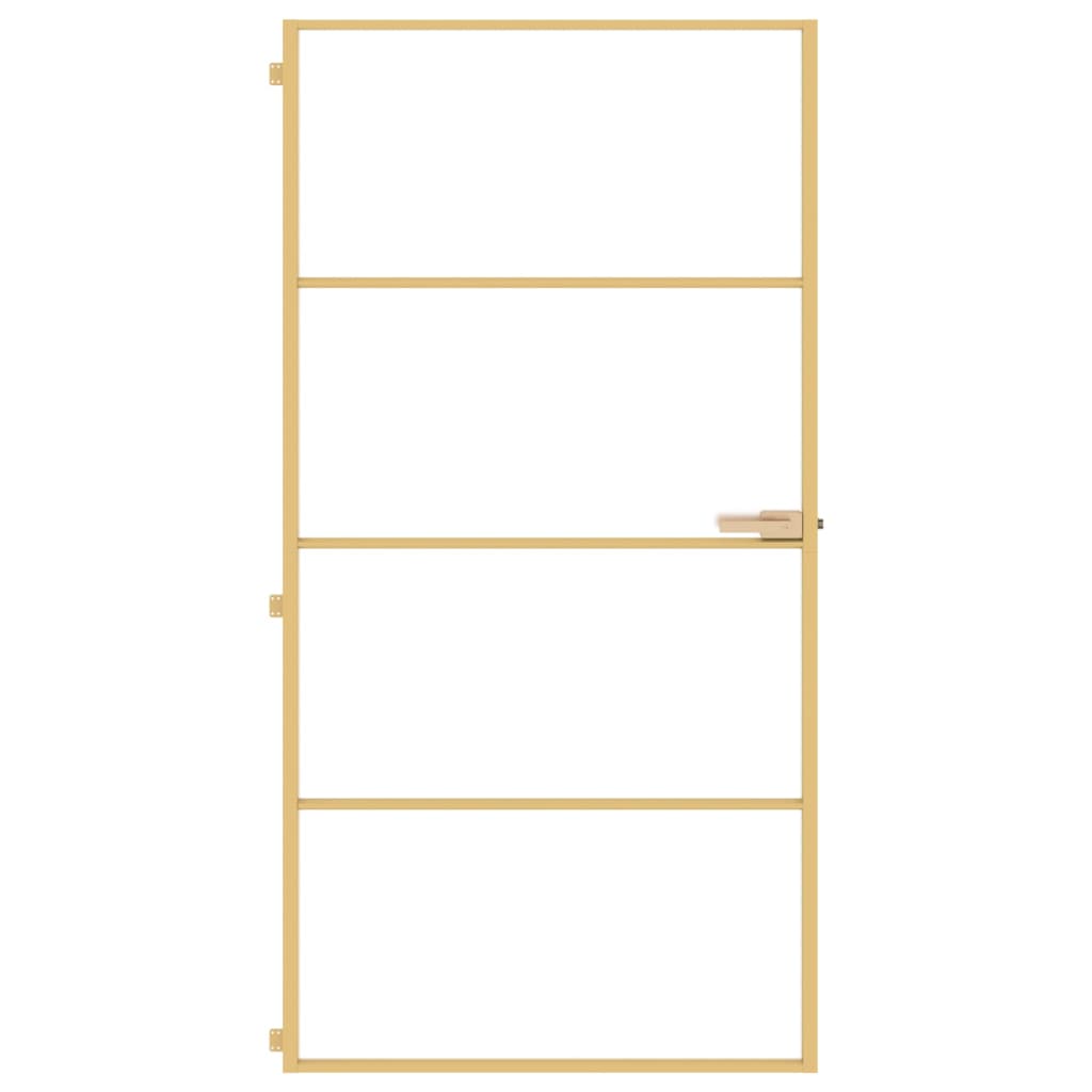 Wewnętrzne drzwi vidaxl wąskie 102,5x201,5 cm hartowane szkło i aluminiowe złoto