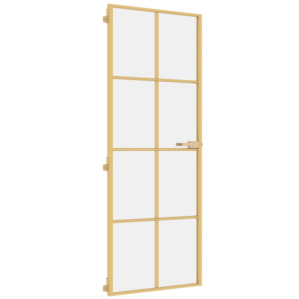 Vidaxl binnendeur smal 76x201,5 cm gehard glas en aluminium goudkleur