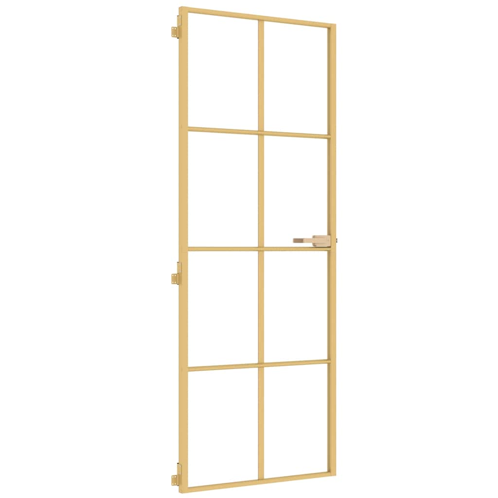 Vidaxx Innentür schmal 76x201,5 cm gehärtetes Glas und Aluminium goldfarben