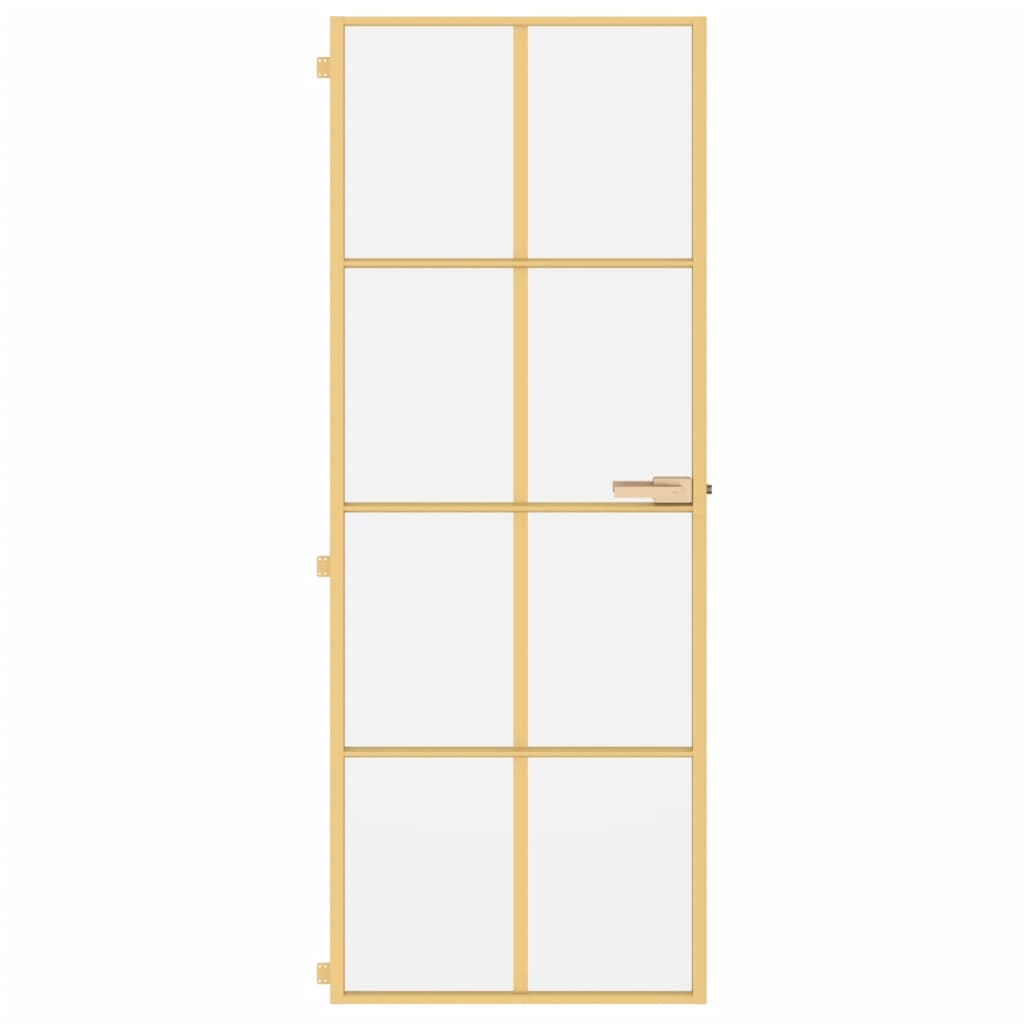 Vidaxl Porte intérieure étroite 76x201,5 cm Verre durci et couleur or en aluminium