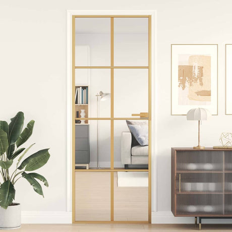 Vidaxx Innentür schmal 76x201,5 cm gehärtetes Glas und Aluminium goldfarben