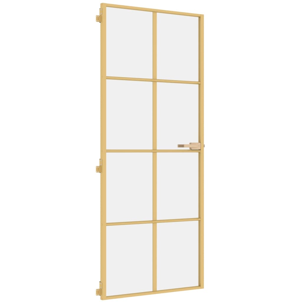 Vidaxl puerta interior estrecha 83x201.5 cm de vidrio endurecido y color de oro de aluminio