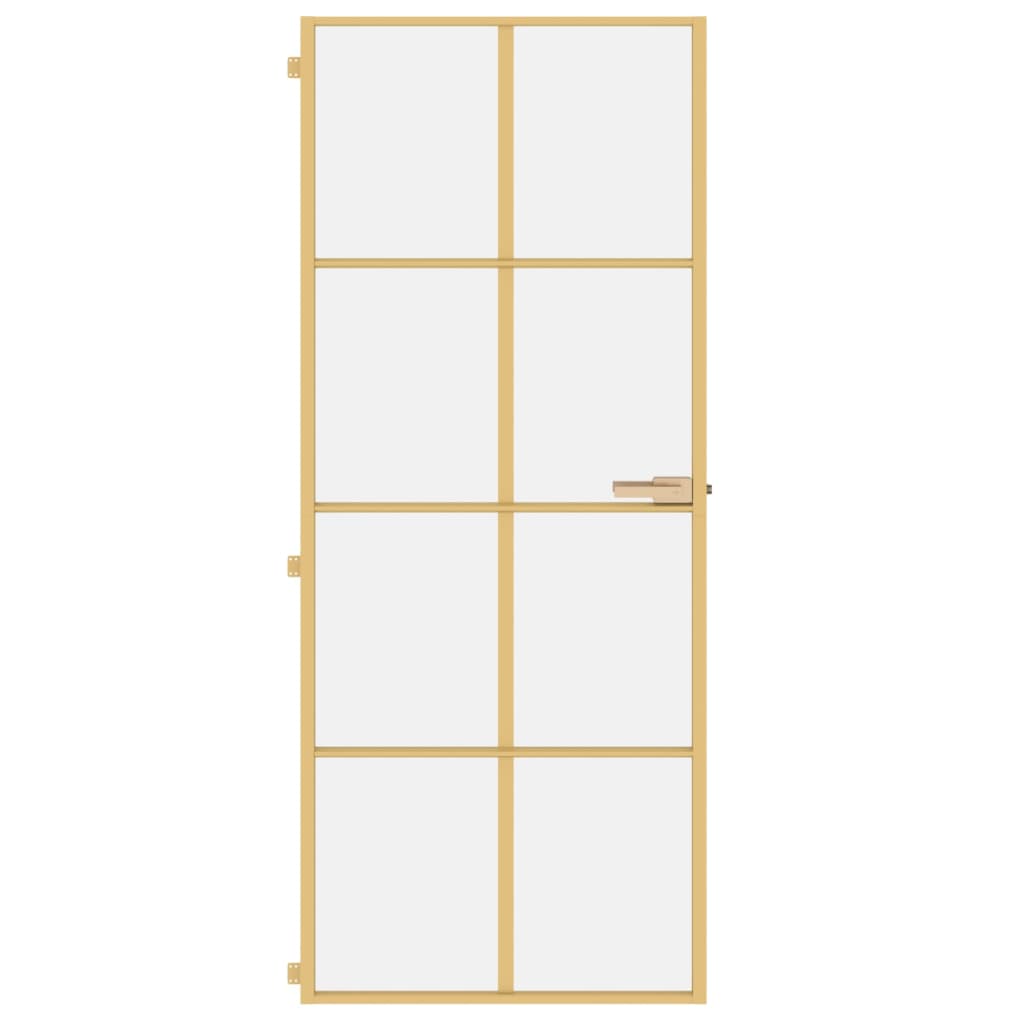 Vidaxl Porte intérieure étroite 83x201,5 cm Verre durci et couleur or en aluminium