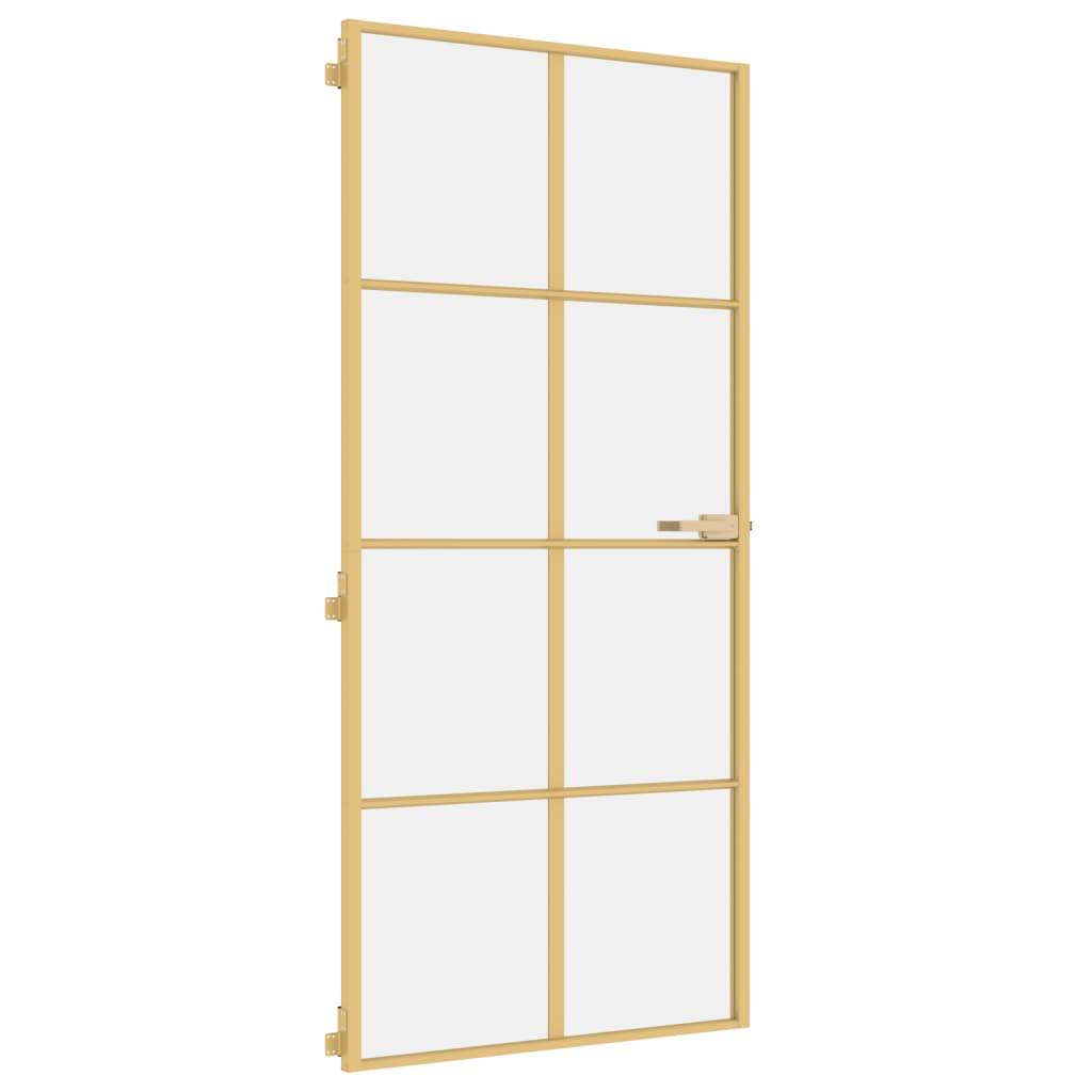 Vidaxx Innentür schmal 93x201,5 cm gehärtetes Glas und Aluminium goldfarben