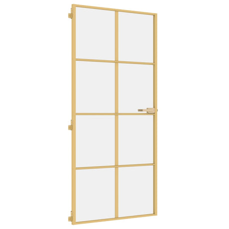 Vidaxx Innentür schmal 93x201,5 cm gehärtetes Glas und Aluminium goldfarben