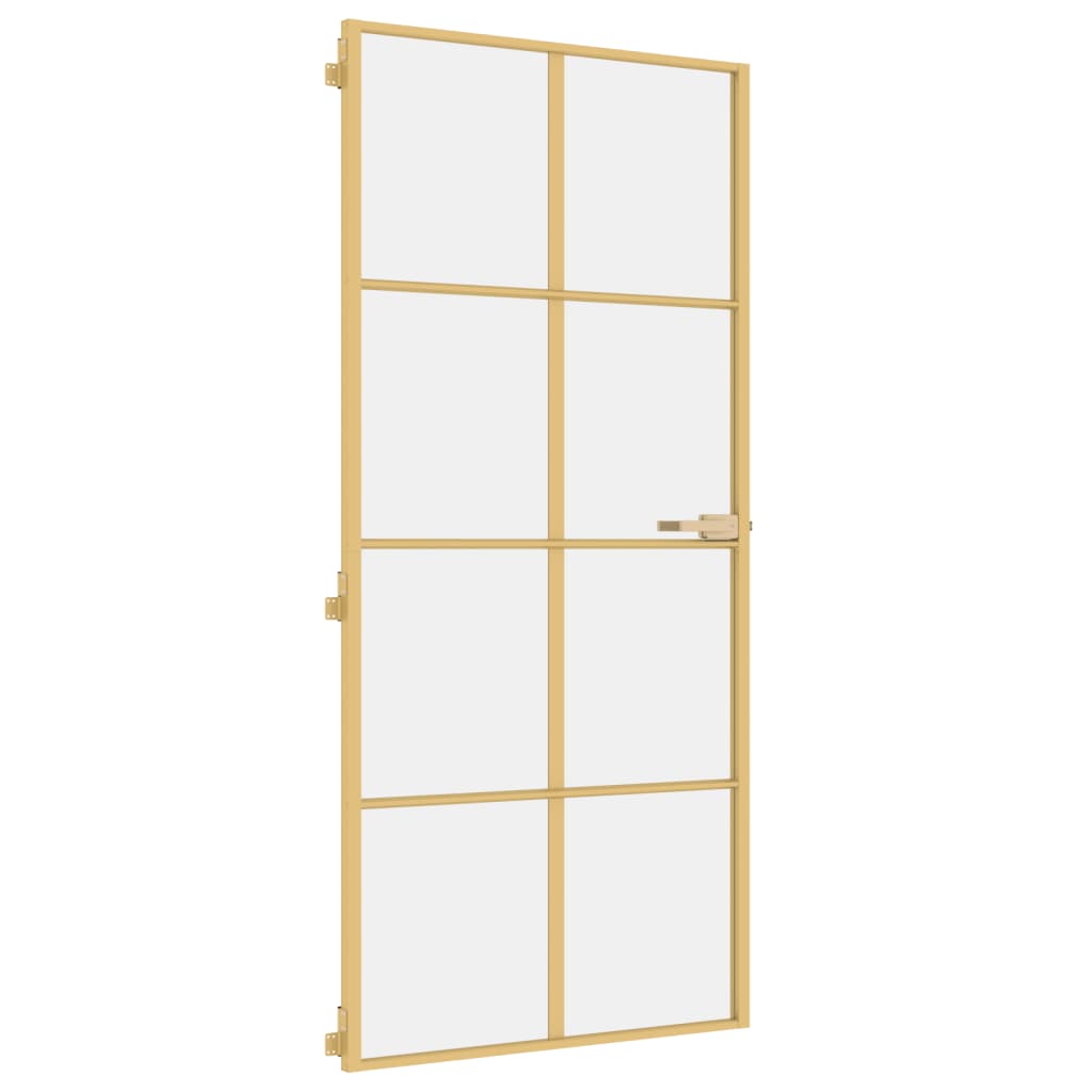 Vidaxl Porta interna stretta 93x201,5 cm in vetro temprato e colore in oro in alluminio