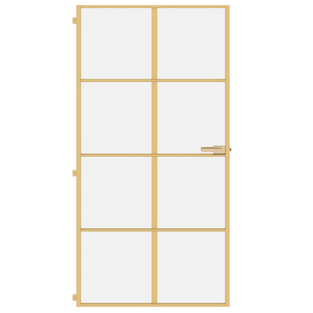 Vidaxl puerta interior estrecha 102.5x201.5 cm de vidrio endurecido y oro de aluminio