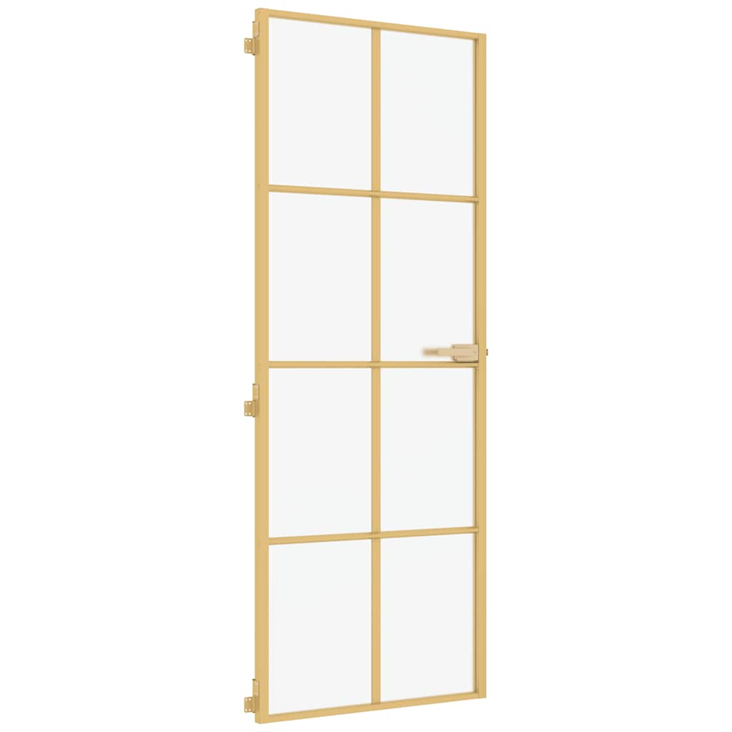 Vidaxx Innentür schmal 76x201,5 cm gehärtetes Glas und Aluminium goldfarben