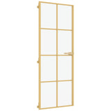 Vidaxl Porta interna stretta 76x201,5 cm in vetro temprato e colore in oro in alluminio