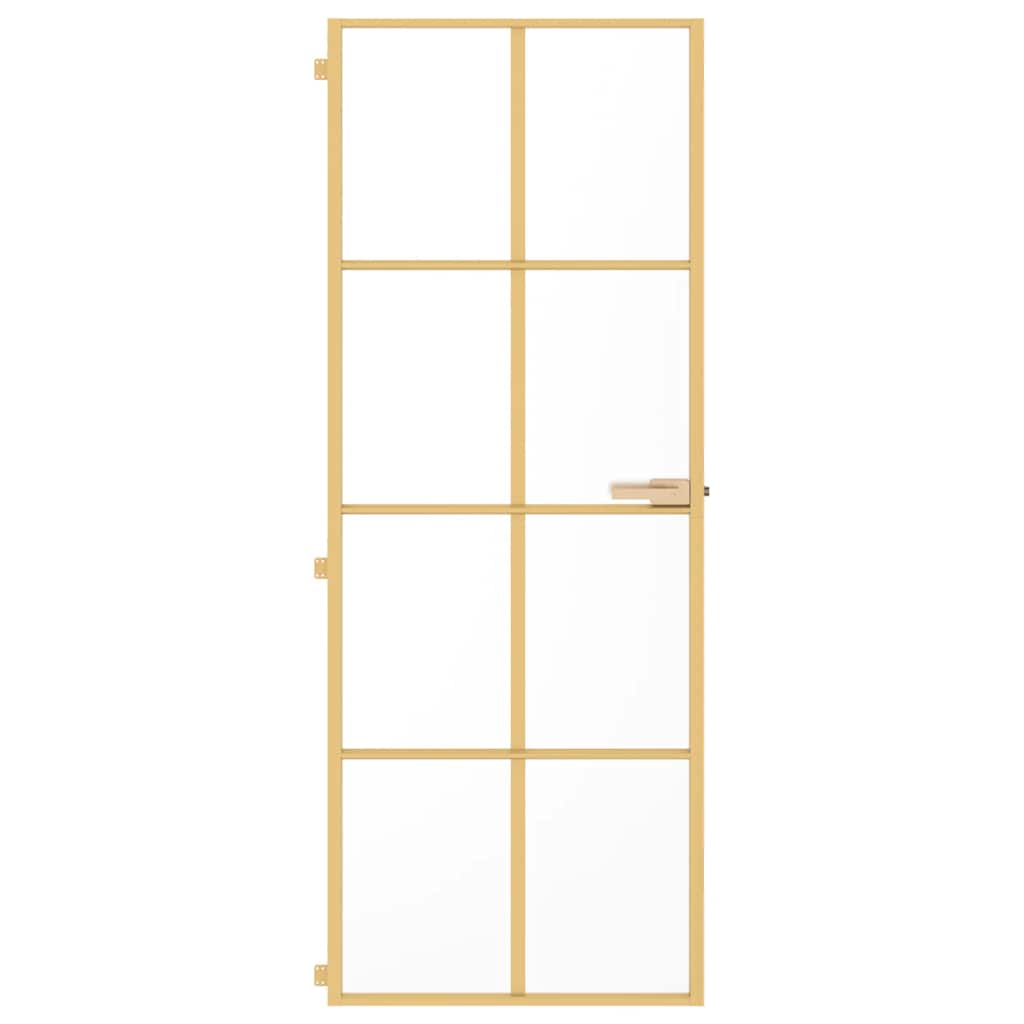 Vidaxx Innentür schmal 76x201,5 cm gehärtetes Glas und Aluminium goldfarben