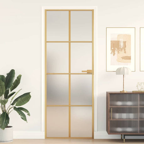 Vidaxx Innentür schmal 76x201,5 cm gehärtetes Glas und Aluminium goldfarben