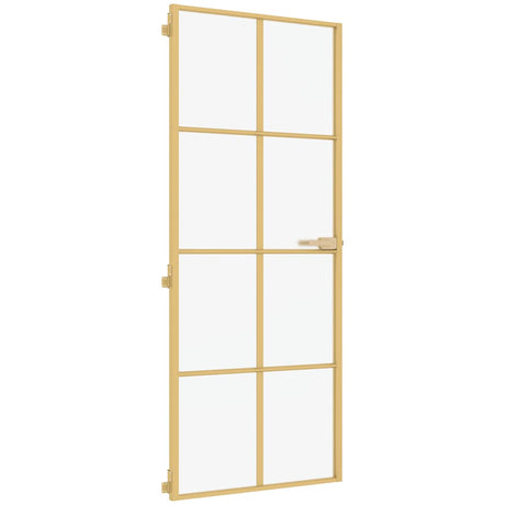 Vidaxx Innentür schmal 83x201,5 cm gehärtetes Glas und Aluminium goldfarben