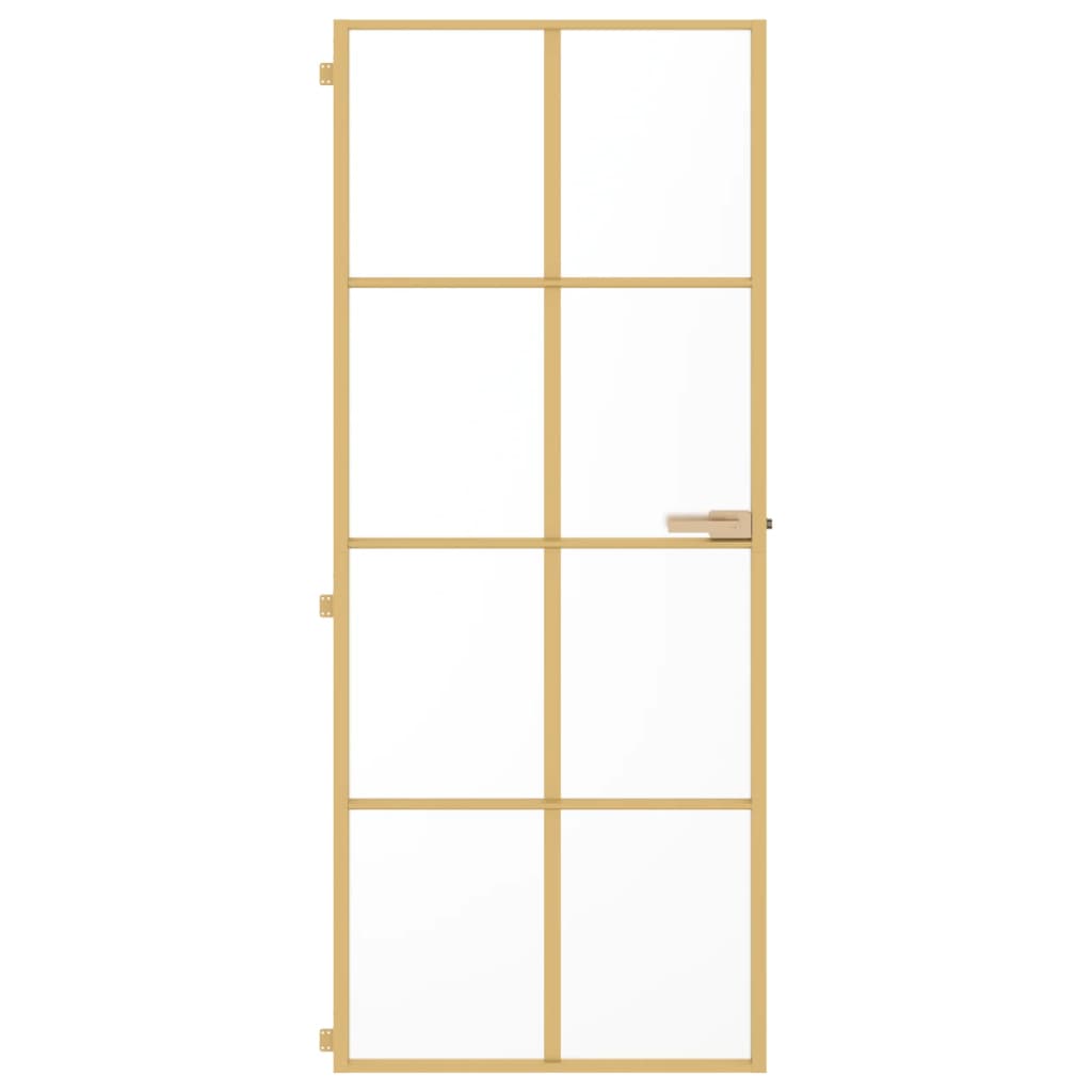 Vidaxl Porte intérieure étroite 83x201,5 cm Verre durci et couleur or en aluminium