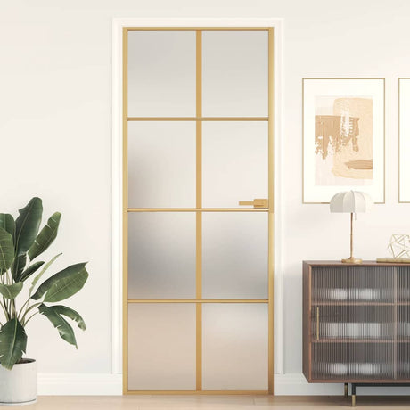 Vidaxx Innentür schmal 83x201,5 cm gehärtetes Glas und Aluminium goldfarben