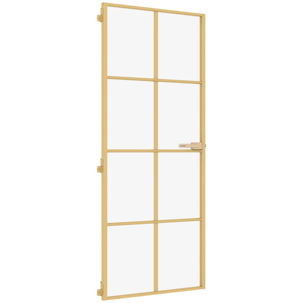 Vidaxl binnendeur smal 93x201,5 cm gehard glas en aluminium goudkleur