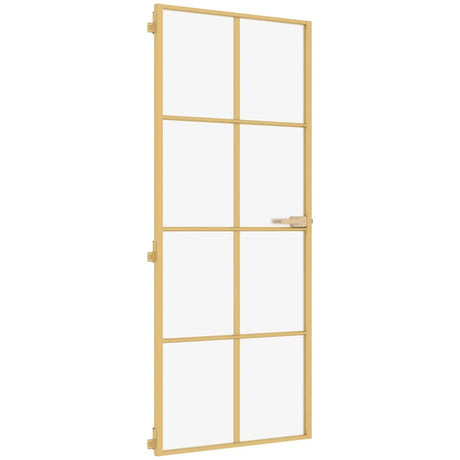 Vidaxx Innentür schmal 93x201,5 cm gehärtetes Glas und Aluminium goldfarben