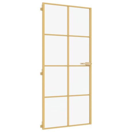 Vidaxx Innentür schmal 93x201,5 cm gehärtetes Glas und Aluminium goldfarben