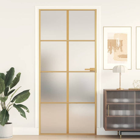 Vidaxx Innentür schmal 93x201,5 cm gehärtetes Glas und Aluminium goldfarben