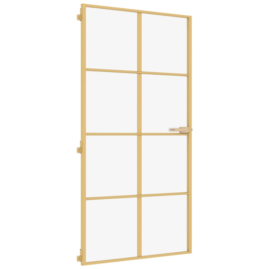 Vidaxl Porta interna stretta 102.5x201,5 cm in vetro indurito e oro in alluminio