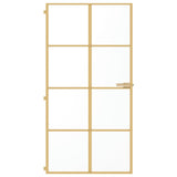 Vidaxl puerta interior estrecha 102.5x201.5 cm de vidrio endurecido y oro de aluminio