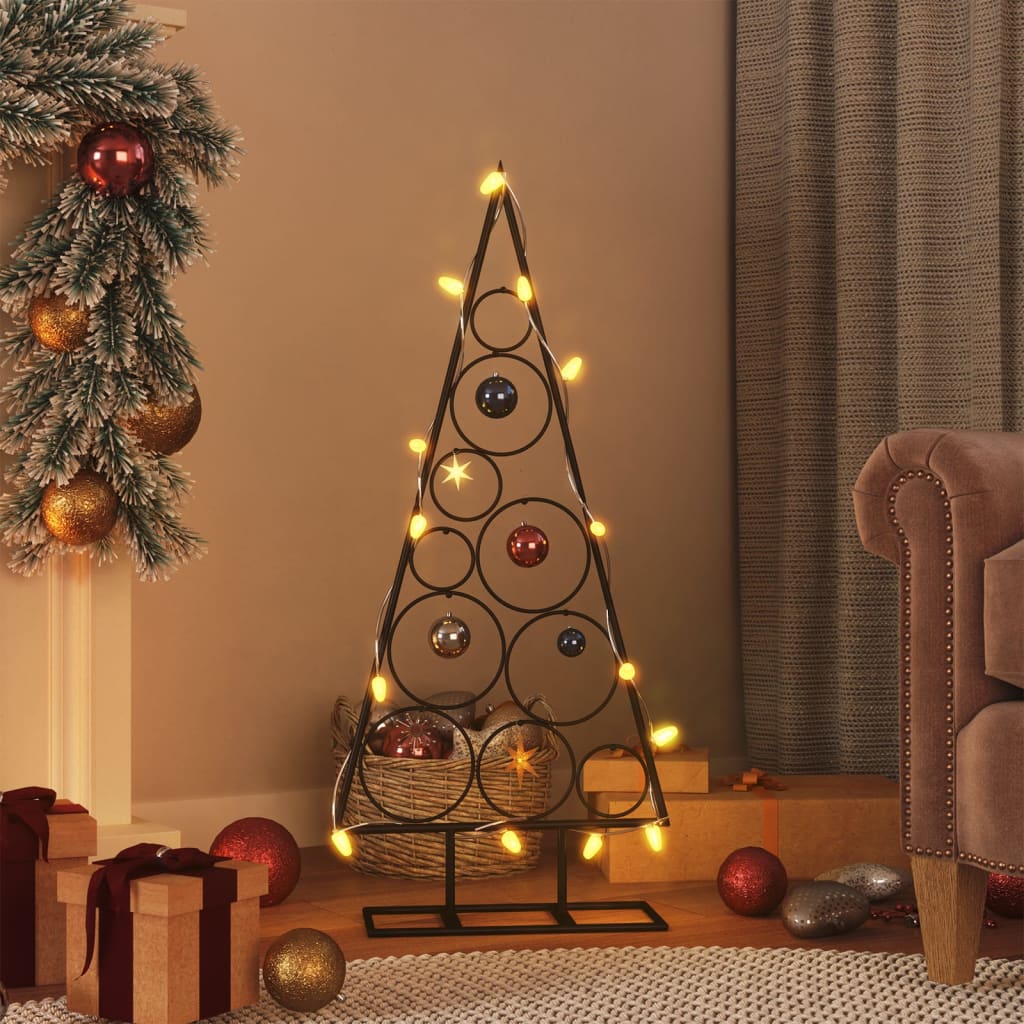 VidaXL Kerstdecoratie kerstboom 90 cm metaal zwart