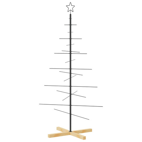 VidaXL Weihnachtsdekoration Weihnachtsbaum mit Holzsockel 150 cm Metall Schwarz
