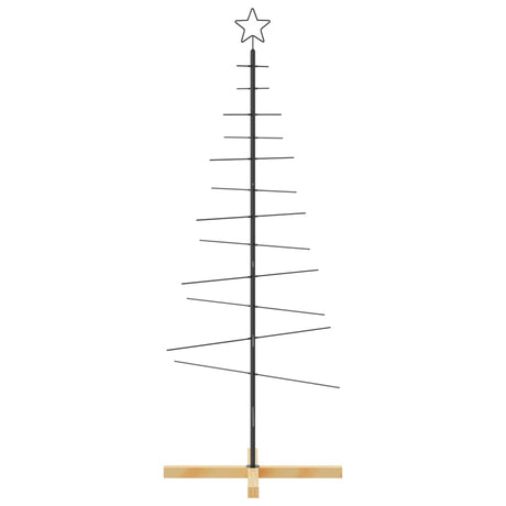 VidaXL Weihnachtsdekoration Weihnachtsbaum mit Holzsockel 150 cm Metall Schwarz