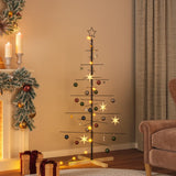VidaXL Weihnachtsdekoration Weihnachtsbaum mit Holzsockel 150 cm Metall Schwarz