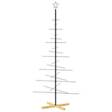 Vidaxl kerstdecoratie kerstboom met houten basis 180 cm metaal zwart