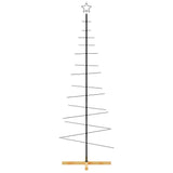 Vidaxl kerstdecoratie kerstboom met houten basis 180 cm metaal zwart