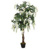 Vidaxl Artificial Plant Wisteria 840 Leaves 120 cm Green and White