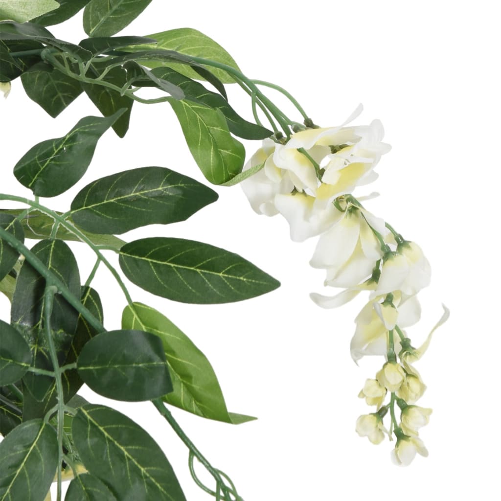 Vidaxl Artificial Plant Wisteria 840 Leaves 150 cm Green and White