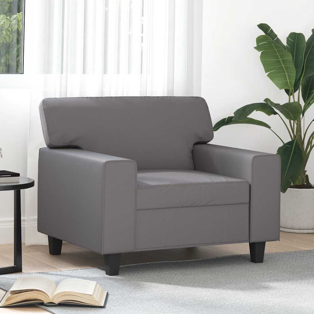 Vidaxl fauteuil 60 cm kunstleer grijs