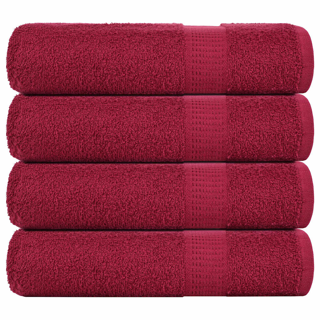 Vidaxl Asciugamani per doccia 4 ST 70x140 cm 360 g m² 100% di cotone Borgogna rosso