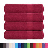 Serviettes de douche vidaxl 4 st 70x140cm 360g m² 100% coton rouge borgogne rouge