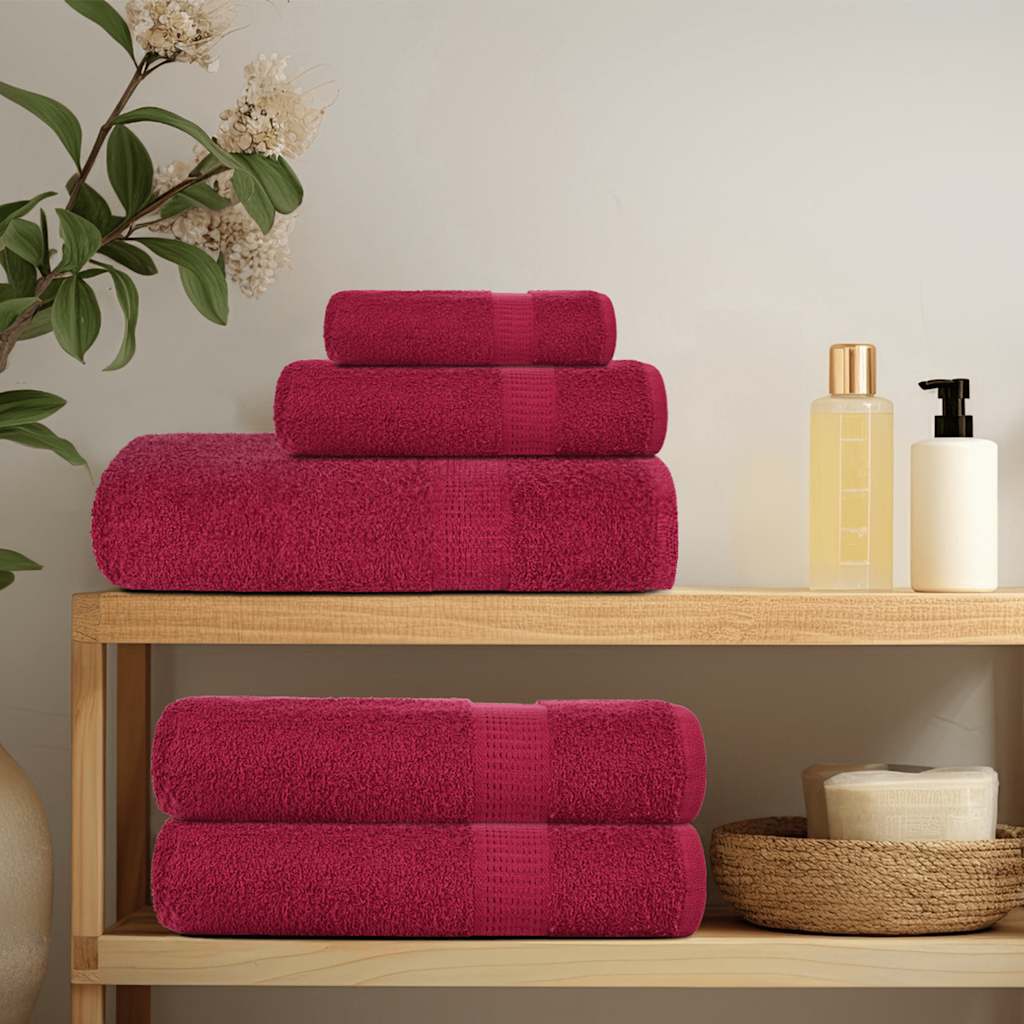 Serviettes de bain vidaxl 2 ST 100x150 cm 360 g m² 100% coton rouge bourgogne rouge