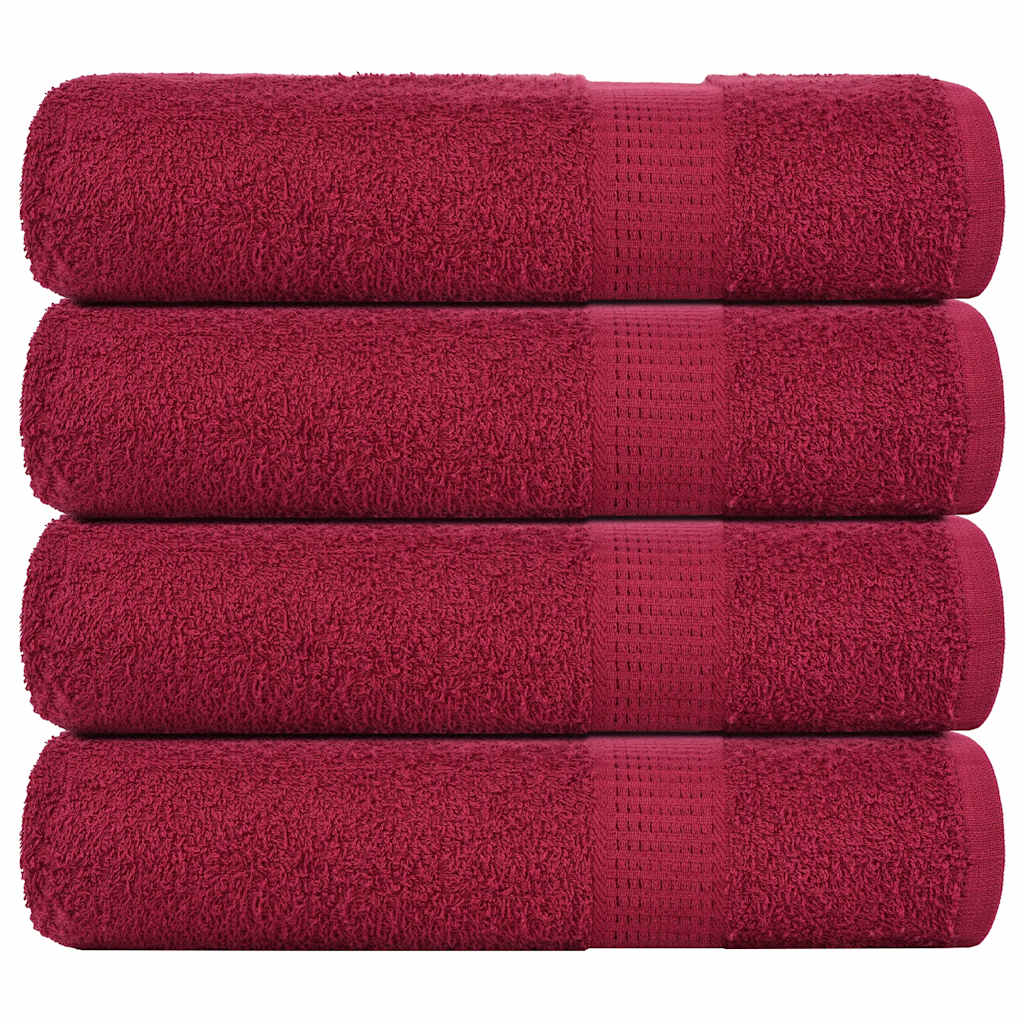 Serviettes de bain vidaxl 4 pcs 100x150 cm 360 g m² 100% coton rouge bourgogne rouge