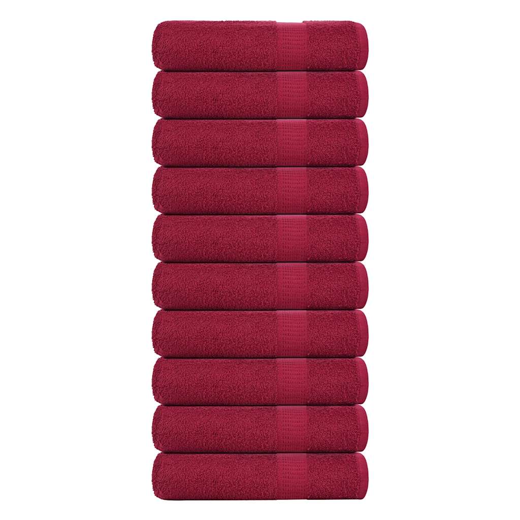 Serviettes de bain vidaxl 10 ST 100x150cm 360 g m² 100% coton rouge bourgogne rouge