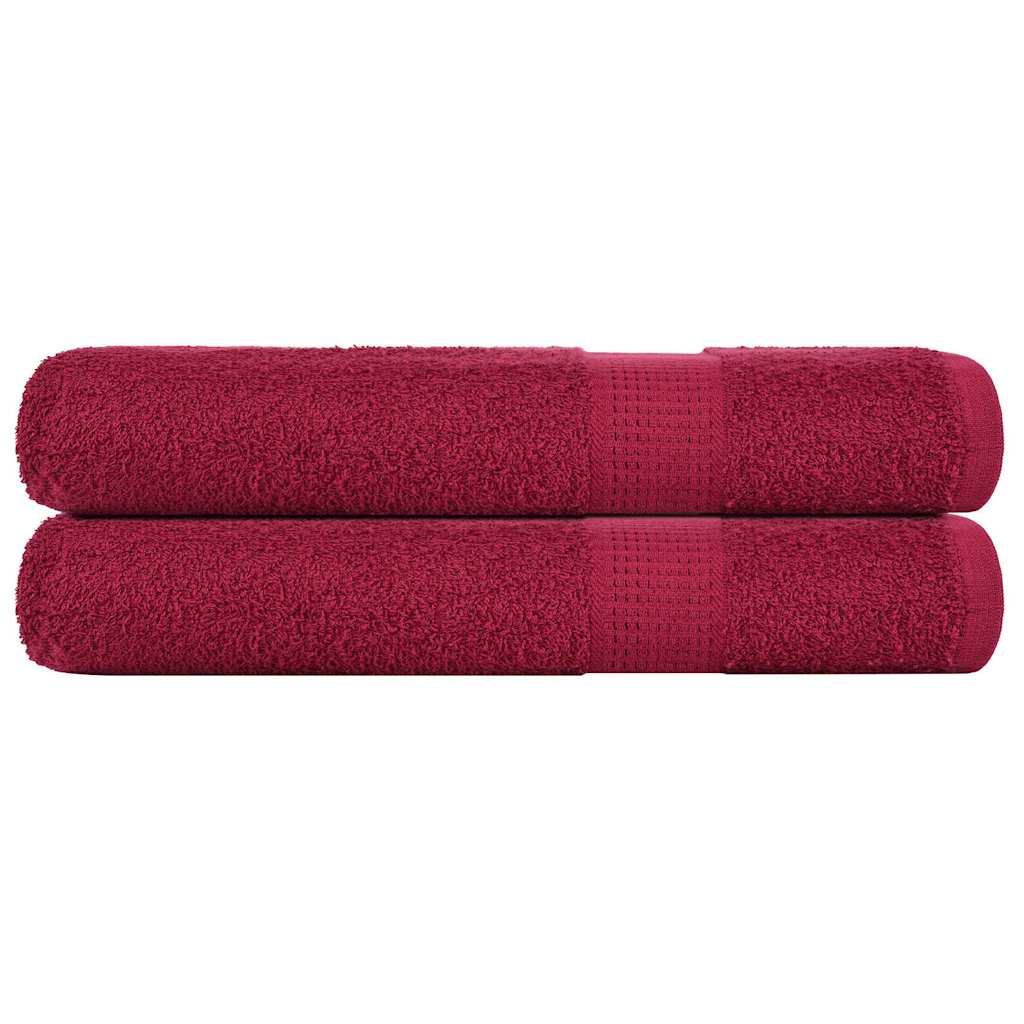 Serviettes de sauna vidaxl 2 ST 80x200 cm 360g m² 100% coton Bourgogne rouge