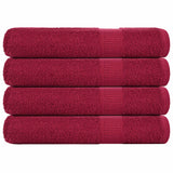 Serviettes de sauna vidaxl 4 ST 80x200 cm 360g m² 100% coton rouge bourgogne rouge