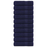 Serviettes de douche vidaxl 10 st 70x140cm 360g m² 100% coton bleu marine