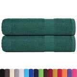 Asciugamani da bagno Vidaxl 2 St 100x150 cm 360 g m² 100% di cotone verde