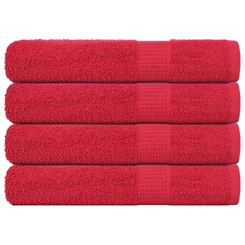 Serviettes de sauna vidaxl 4 ST 80x200 cm 360 g m² 100% coton rouge