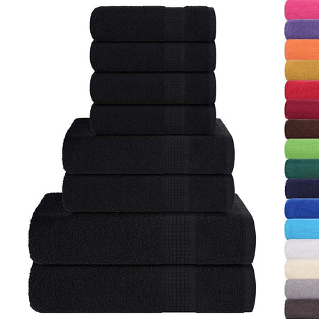 Vidaxx 8-teiliges Handtuchset 360 g m² 100 % Baumwolle Schwarz
