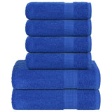 VidaXL 6-teiliges Handtuchset 360 g m² 100 % Baumwolle Blau