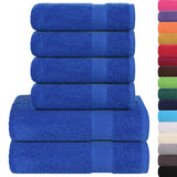 VidaXL 6-teiliges Handtuchset 360 g m² 100 % Baumwolle Blau