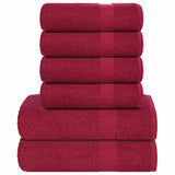Vidaxx 6-teiliges Handtuchset 360 g m² 100 % Baumwolle Burgunderrot