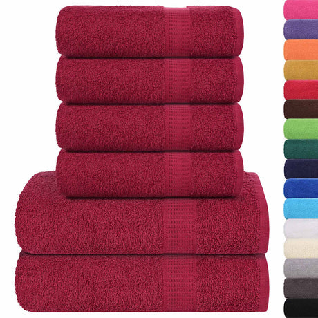 Vidaxx 6-teiliges Handtuchset Frogn 360 g m² Burgunderrot