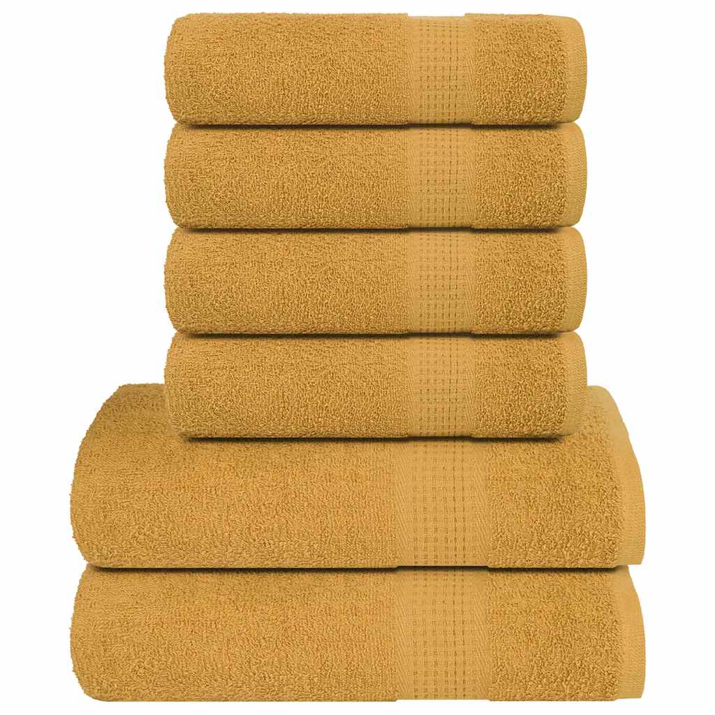 Vidaxx 6-teiliges Handtuchset 360 g m² 100 % Baumwolle goldfarben