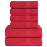 VidaXL 6-teiliges Handtuchset 360 g m² 100 % Baumwolle Rot
